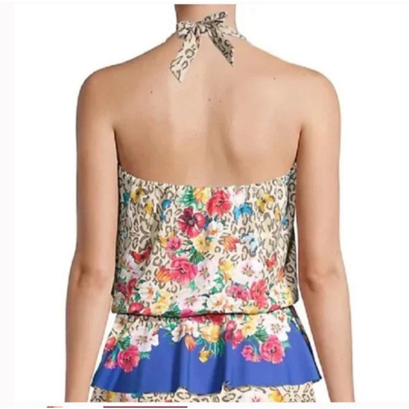 JOHNNY WAS Bella Womens Size 3X Multicolor Boho Floral Halter Peplum Tankini Top - Picture 8 of 11
